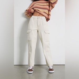 Pac Sun Elastic Waist Cargo Pant in Bone